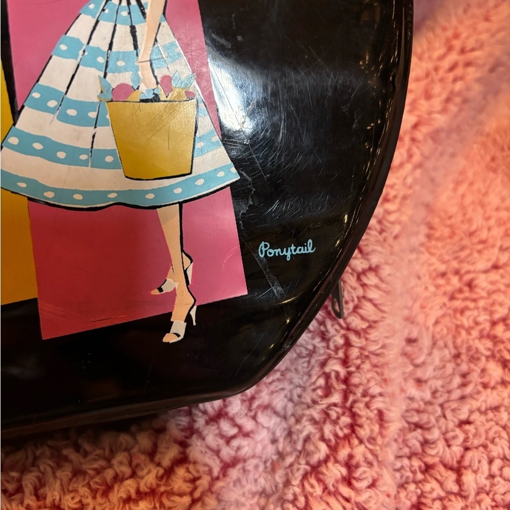 1960's Vinyl Mattel Ponytail Barbie Hat Box Case (GREAT CONDITION) - Picture 7 of 10